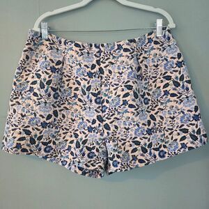 River Island Embroidered Cotton Shorts, Pink and Blue Floral. Size 18